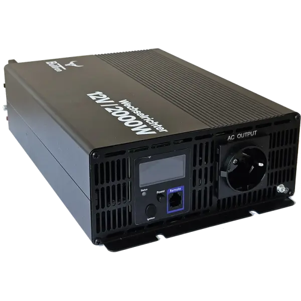 BullTron Wechselrichter 2000W mit ON/OFF Schalter, Display und Fernbedienung