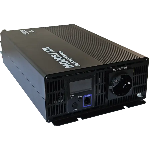 BullTron Wechselrichter 3000W mit ON/OFF Schalter, Display und Fernbedienung