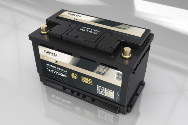 Forster 12,8V Lithium 100Ah LiFePO4 Premium Batterie | 200A-BMS-2.0 | Ducato Ford PSA VWT6 TGE | 1280Wh | IP67
