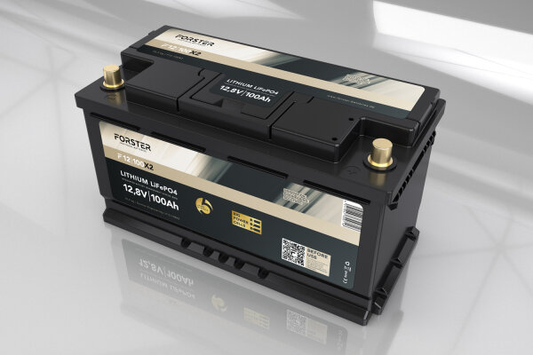 Forster 12,8V Lithium 100Ah LiFePO4 Premium Batterie | 200A-BMS-2.0 | Ducato Ford PSA TGE | 1280Wh | IP67