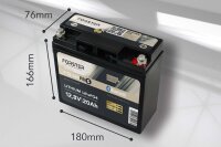 Forster 12,8V Lithium 20Ah LiFePO4 Standard Batterie | 30A-BMS | Smart Bluetooth | 256Wh