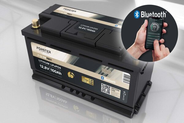 Forster 12,8V Lithium 100Ah LiFePO4 Standard Batterie | 150A-BMS | Smart Bluetooth | Ducato Ford PSA | 1024Wh