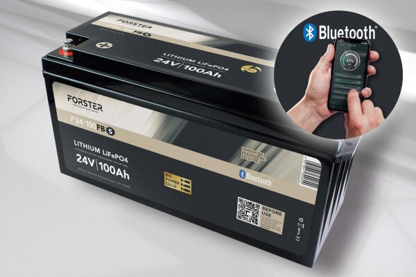 Forster 25,6V Lithium 100Ah LiFePO4 Standard Batterie | 100A-BMS | Smart Bluetooth | 2560Wh