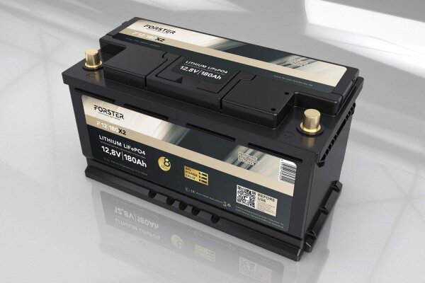 Forster 12,8V Lithium 180Ah LiFePO4 Premium Batterie | 200A-BMS-2.0 | 2304Wh | IP67