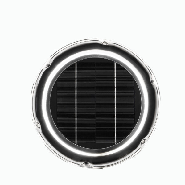 WATTSTUNDE® AERO Solarlüfter mit Akku rund, chrom