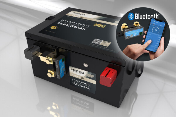 Forster 12,8V Lithium 540Ah LiFePO4 Premium Batterie | 300A-BMS-2.1 | 500A Bluetooth Mess-Shunt | Ducato Ford PSA | 6912Wh