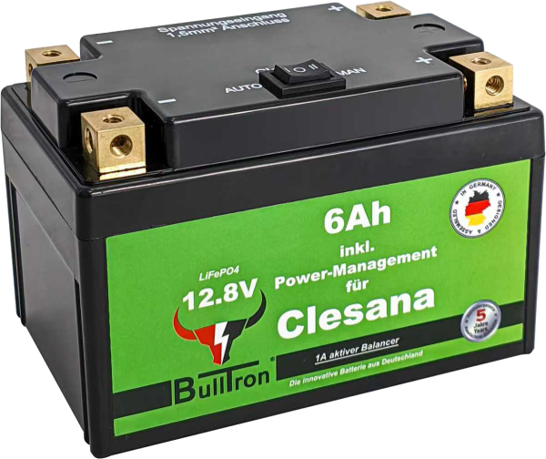 BullTron® 6Ah BullTron Batterie mit Power-Management & Anschlusskabel für die Clesana Toilette