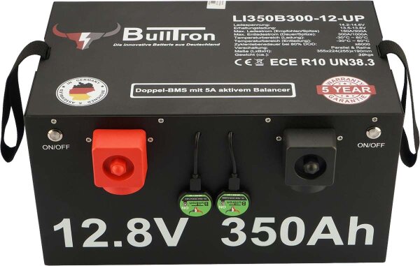 BullTron® 350Ah Polar LiFePO4 12.8V Akku mit Smart Doppel-BMS, Bluetooth App und Heizung