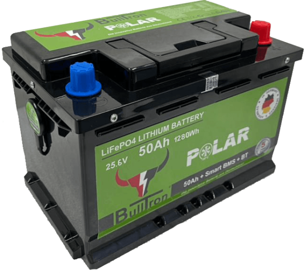 BullTron 50Ah Polar LiFePO4 25.6V Akku mit Smart BMS, Bluetooth App und Heizung